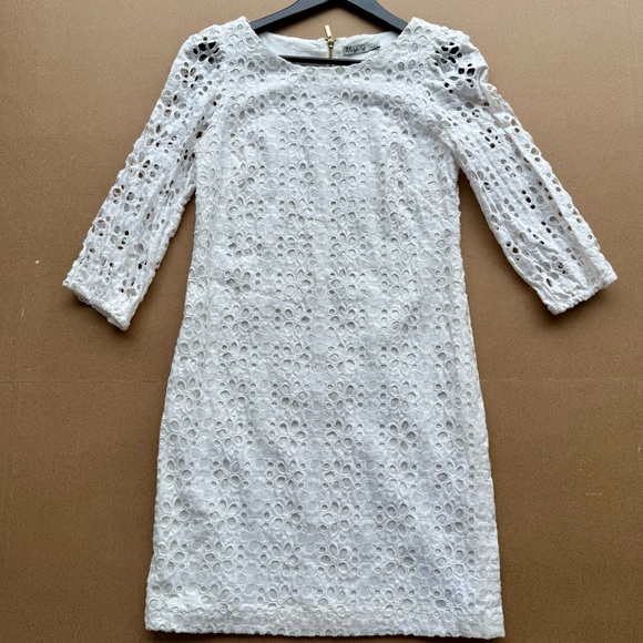 Eliza J Dresses & Skirts - Eliza J White Sheath Dress with Bishop Sleeves